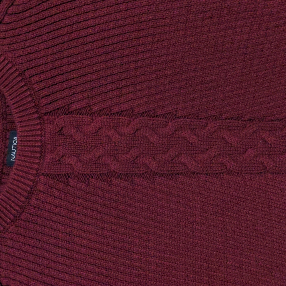Nautica Burgundy Cable Tunic Sweater
